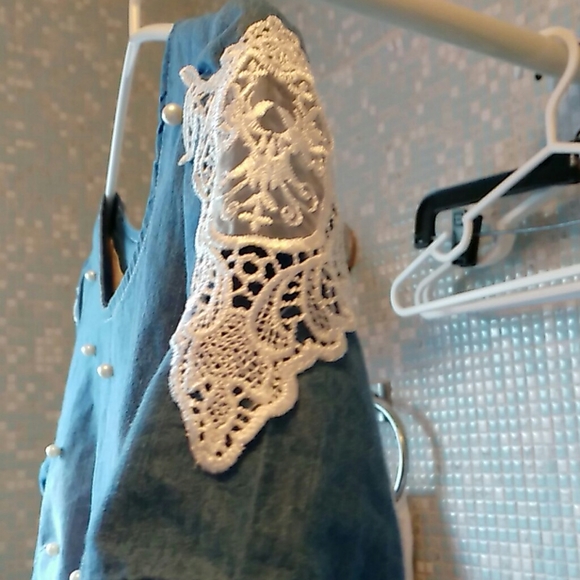 EREN Jean Top with pearly and lace - Picture 2 of 5